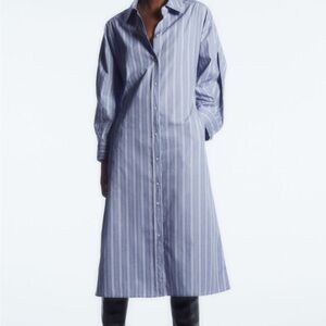 COS Pinstriped Shirt Dress Blue Striped Shirt Dress Size 6